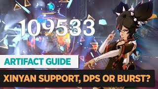 BEST XINYAN ARTIFACTBUILD  DPS BURST or SUPPORT  GENSHIN IMPACT [upl. by Anileh]