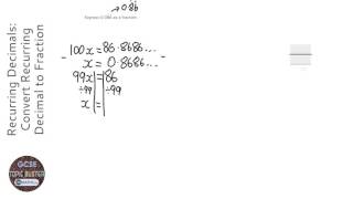 Recurring Decimals Convert Recurring Decimal to Fraction Grade 8  OnMaths GCSE Maths Revision [upl. by Anirbas]