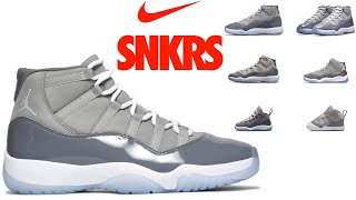 AIR JORDAN 11 COOL GREY SHOCK DROP ON NIKE SNKRS APP [upl. by Nalro]