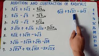 Addition and Subtraction of Radicals  Explain in Detailed [upl. by Boothe]