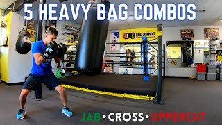 5 Boxing Heavy Bag Combinations [upl. by Neoma708]