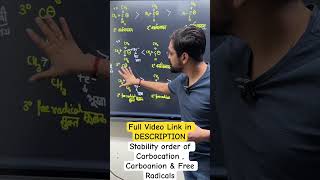 1 min  Stability order of carbocation  carboanion amp Free Radical  ashish singh lectures [upl. by Sufur]