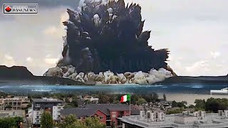 Horrible Today Stromboli volcano Giant crater collapse spews ash and lava cover city Sicily  Italy [upl. by Ahsercal613]