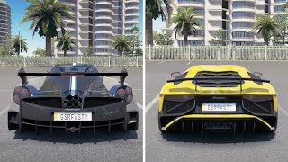 Lamborghini Aventador vs Pagani Huayra Exhuast Sound Battle  Forza Horizon 3 [upl. by Attelliw]