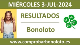 Resultado del sorteo Bonoloto del miercoles 3 de julio de 2024 [upl. by Prior]