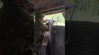 Waffen SS Reenactor firing STG 44 at reenactment [upl. by Presber]