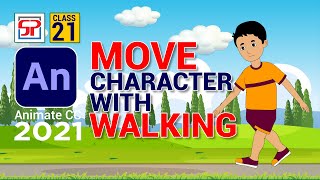 Adobe Animate CC 2021 Move Character with Walking  2d animation  Flash Tutorial in Hindi [upl. by Odradlig]