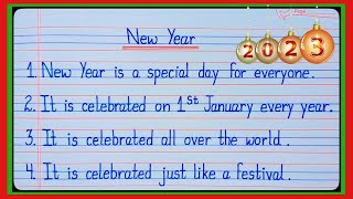 10 lines essay on New Yearessay on new year in EnglishNew year essayessay on new yearNew year l [upl. by Townie]