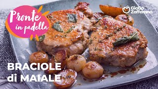 BRACIOLE di MAIALE in PADELLAcon SUPER CONTORNO di PATATE e CIPOLLINE🤤🍖🥔🧅 [upl. by Ennaitsirk]