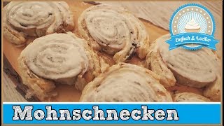 Mohnschnecken Rezept mit Blätterteig 🍴 [upl. by Yevre]