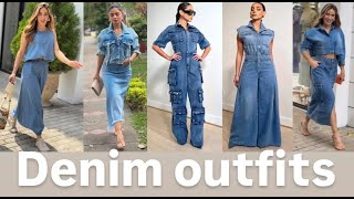 DENIM OUTFITS  what jeans are in trend [upl. by Paehpos]