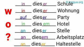 wo oder wohin  der die das den dem des Artikel dieser diese dieses diesen diesem Nominativ Akk [upl. by Niki]