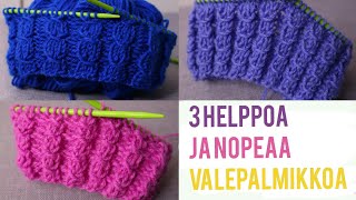 3 helppoa valepalmikkoa aloittelijoille  Valepalmikko neuleohjeet [upl. by Azmah]