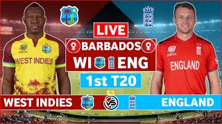 West Indies vs England 1st T20 Live Scores  WI vs ENG 1st T20 Live Scores amp Commentary [upl. by Nelehyram]