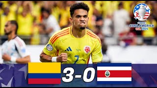 COLOMBIA GOLEA a COSTA RICA  3  0   CLASIFICA A CUARTOS DE FINAL  COPA AMERICA 2024 [upl. by Yziar578]