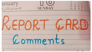 Report Card Comments  Teacher remarks  Students progress [upl. by Gran745]