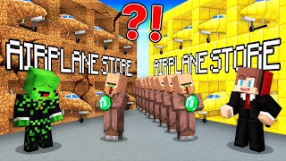 Mikey POOR vs JJ RICH Airplane Store Survival Battle in Minecraft Maizen [upl. by Ilrahc960]