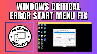 How to Fix Critical Error Start Menu Windows 10 [upl. by Auric]