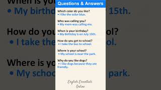 Questions amp Answers  English Speaking Practice  Learn English [upl. by Nyvek111]