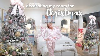 FIRST TIME DECORATING MY ROOM FOR CHRISTMAS 2024 room makeover  room tour [upl. by Aniluap759]