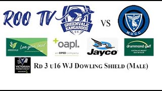 Rd 3 u16 WJ Dowling Shield Male Greenvale Kangaroos u16 vs Melbourne University u16 One Day [upl. by Nae]