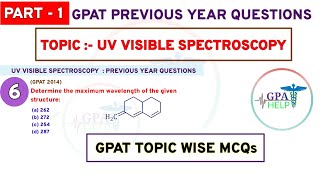 UVVisible Spectroscopy mcqs  GPAT Topic wise previous year question gpathelp [upl. by Etyam]