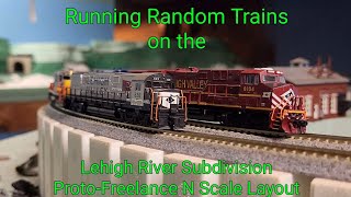 Running Random Trains on the Lehigh River Subdivision ProtoFreelance N Scale Layout [upl. by Fauman222]