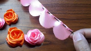 DIY ribbon Rose Easy  Amazing ribbon flower trick [upl. by Solrak]