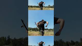 Archery speed shooting while running jumping and climbing Southern Plains Native American shortbow [upl. by Moishe]