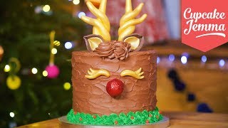 How to Make a Cute Rudolph Cake for Christmas  Cupcake Jemma [upl. by Aicenev30]