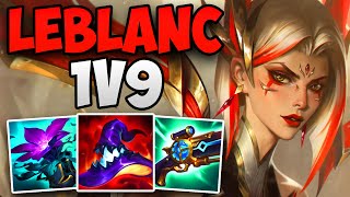 INSANE LEBLANC 1V9 CARRY IN CHALLENGER  CHALLENGER LEBLANC MID GAMEPLAY  1411 [upl. by Eelyrag]