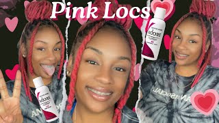 COLORING MY LOCS PINK 💗 USING ADORE DYE [upl. by Malti]