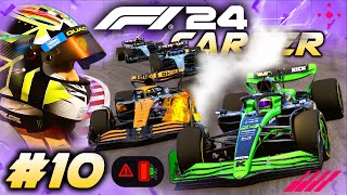 F1 24 CAREER MODE Part 10 Sauber LEADS the Race My Tyres ON FIRE [upl. by Chassin]