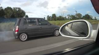 4G18 Proton waja vs TD04 kancil  Lutong airport miri drag [upl. by Lymn]