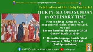 LIVE  CELEBRATION OF THE HOLY EUCHARIST THIRTYSECOND SUNDAY in ORDINARY TIME [upl. by Yrdnal]