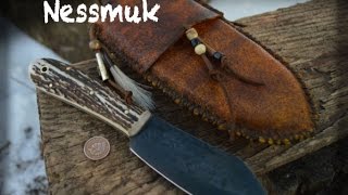 Nessmuk knife with a custom Frontier Rawhide Sheath [upl. by Aninotna]