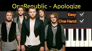 OneRepublic  Apologize  piano tutorial one hand [upl. by Merna]