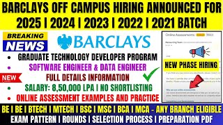 Barclays Biggest Hirings  New Mass Hiring Announced  OFF Campus Drive 2025 2024 2023 2022 Batch [upl. by Dorthea425]