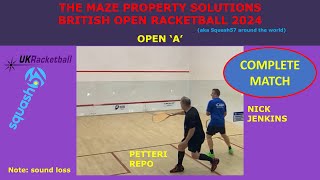 British Open 2024 OPEN A NICK JENKINS v PETTERI REPO  Squash57 NOTE sound loss [upl. by Alaehs]