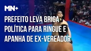 Prefeito leva briga política para ringue de MMA e apanha de exvereador [upl. by Taddeusz]