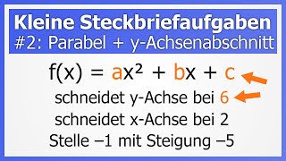 quotKleinequot Steckbriefaufgaben 2 Parabel mit bekanntem yAchsenabschnitt über Additionsverfahren [upl. by Antrim]