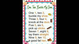 poem one two buckle my shoe english youtubeshorts [upl. by Aneel]