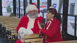 Daisy Jade hops aboard the Jolley Trolley with Santa Claus [upl. by Rivkah]