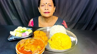 Eating Spicy Mutton CurryAloor Dum With Basanti Pulao amp RiceSalad🔥 [upl. by Staten]