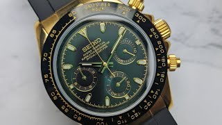 Seiko Daytona Mod Review Gold amp Black Seiko VK63 MecaQuartz Movement  Mod Watches [upl. by Areyk]