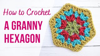 How to Crochet a Granny Hexagon  For Beginners  US Terms [upl. by Anaujit]