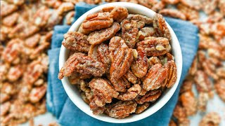 Keto Candied Pecans IN 10 MINUTES  Easy Low Carb Candied Pecans For Keto [upl. by Gniy276]