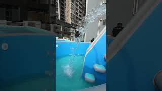 104ft size iPoolGo inflatable above ground pool with pump and filter and ladder ipoolgopool [upl. by Farika]