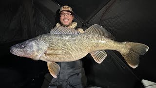 FIRST ICE Fishing for MONSTER Walleyes Underwater Footage [upl. by Etat]