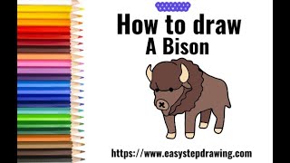 How to draw a Bison  easystepdrawing [upl. by Euqinor23]